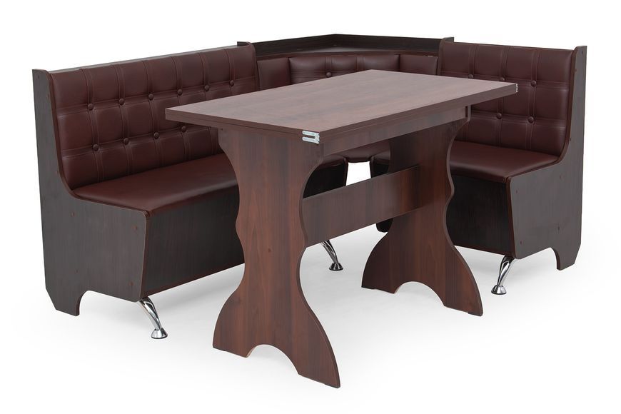 Кухонний куточок FeastFit-1 (шкірзам, коричневий + венге, 160х120 см) ph-k-mrshl-krch-vng фото