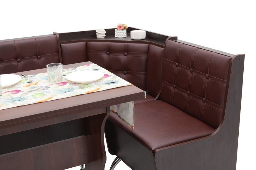 Кухонний куточок FeastFit-1 (шкірзам, коричневий + венге, 160х120 см) ph-k-mrshl-krch-vng фото