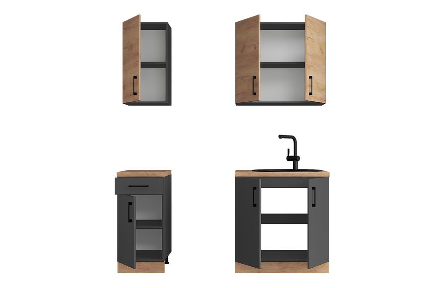 Кухонний гарнітур Орбіто-1 (181 см, антрацит + крафт золотий) vr-kh-ptm-k1-ntr-kr-z фото