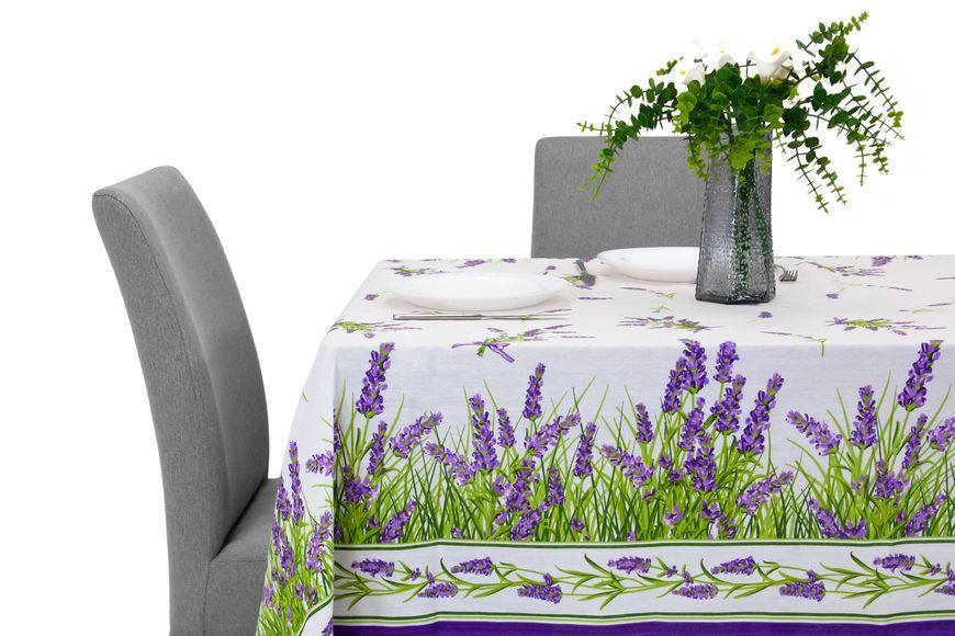Скатертина Вербена-1 (180 &times; 150 см, бавовна, лаванда, білий) IMI m-skt-vrbn-1-18-lvnd-bl фото