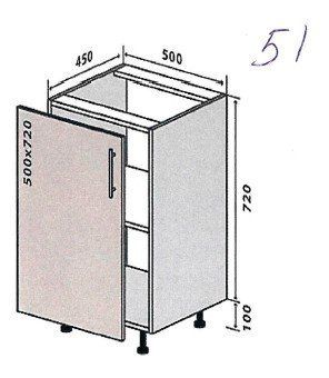 Кухонный модуль нижний №51 Оливия (50х45х82 см, кашемир) IMI m-km-lv-n-51-ksmr фото